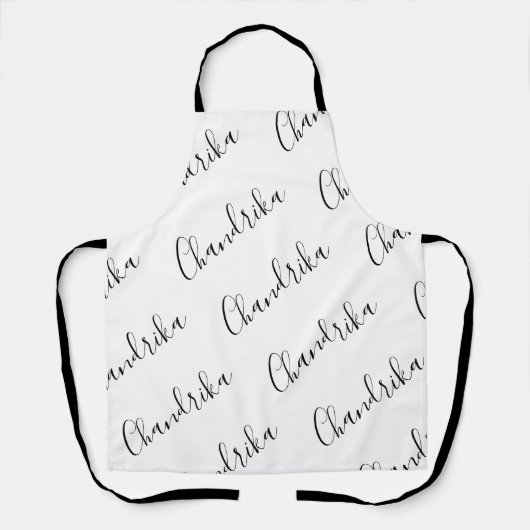 Tablier à motif noir et blanc de script moderne éd (Recto)