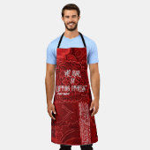 Tablier à motif patchwork rouge « Nous nous élevon (Porté)