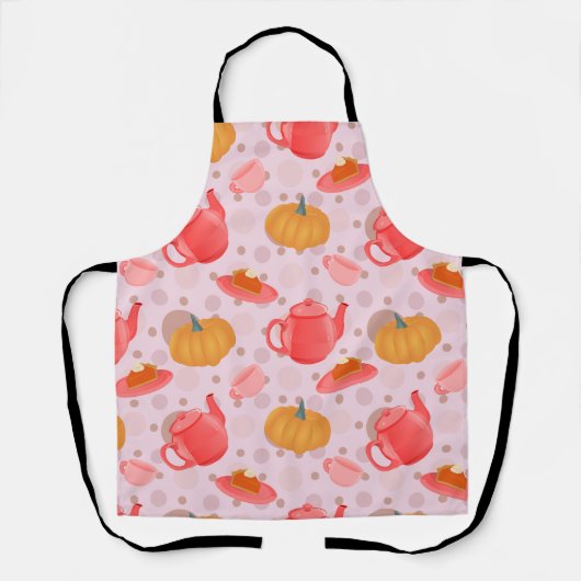 Tablier à motif sans couture Cozy Pumpkin Tea Part (Recto)