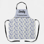 Tablier à papillon bleu et blanc personnalisé (Recto)