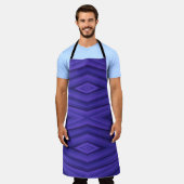 Tablier A purple apron with a geometric diamond pattern  (Porté)