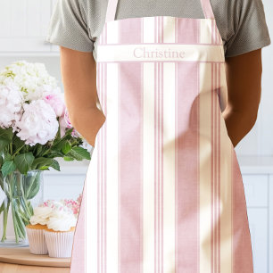 Tablier à rayures vintage rose Pivoine
