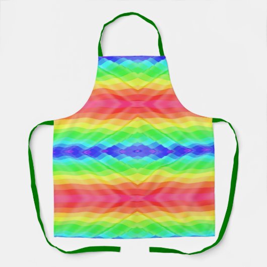Tablier A vibrant, rainbow-patterned apron with green  (Recto)