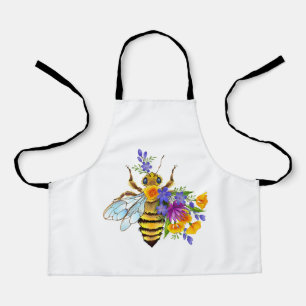 Tablier Abeille à fleurs avec plantes sauvages