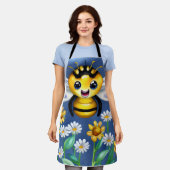 Tablier Abeille adorable dans une aquarelle de jardin fleu (Porté)