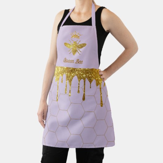 Tablier abeille royale sur lavender lilac apron (Insitu)