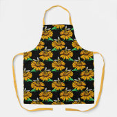 Tablier Abeille sur Tournesol Fleur Motif Design Noir (Recto)