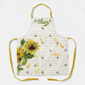 Tablier Abeilles mignonnes sur Beehivs Tournesol Blanc Che (Recto)