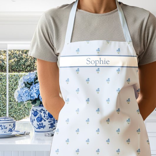 Tablier Abricot Fleur Forget-Me-Not Bleu
