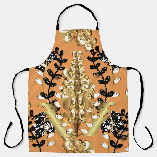Tablier abstract pattern on orange yellow background with (Recto)