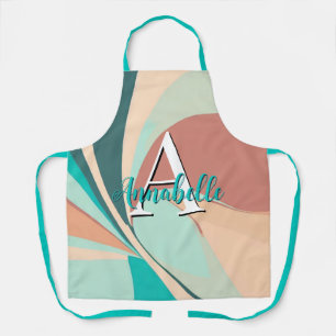 Tablier Abstract Retro Modern Peach Rust Teal Monogram