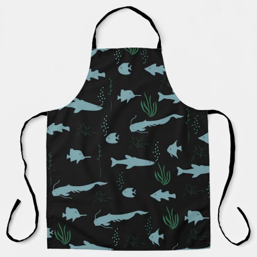 Tablier Abstract underwater pattern with fishes and seawee (Recto)