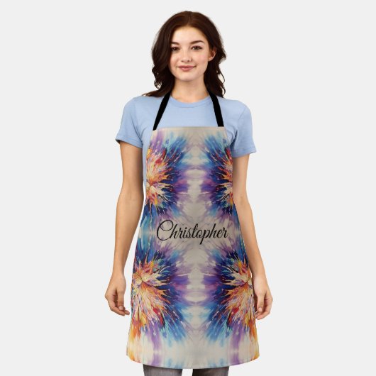 Tablier Abstrait arc-en-ciel éclat de couleur (Porté)