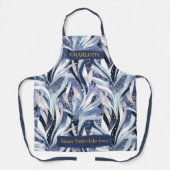 Tablier abstrait de feuille d'hiver avec nom perso (Recto)