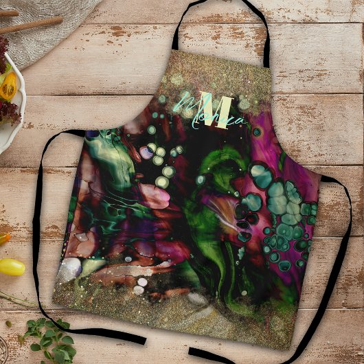 Tablier Abstrait Elegant Bio Glittery Monogramme