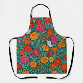 Tablier abstrait fleurs de souci papillons (Recto)