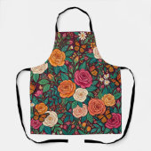 Tablier Abstrait Fleurs Papillons Roses (Recto)