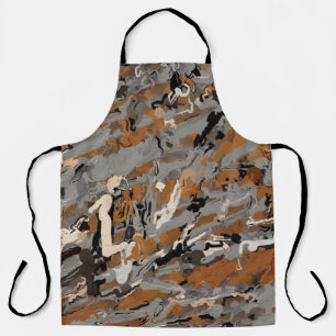 Tablier Abstrait gris, noir et caramel