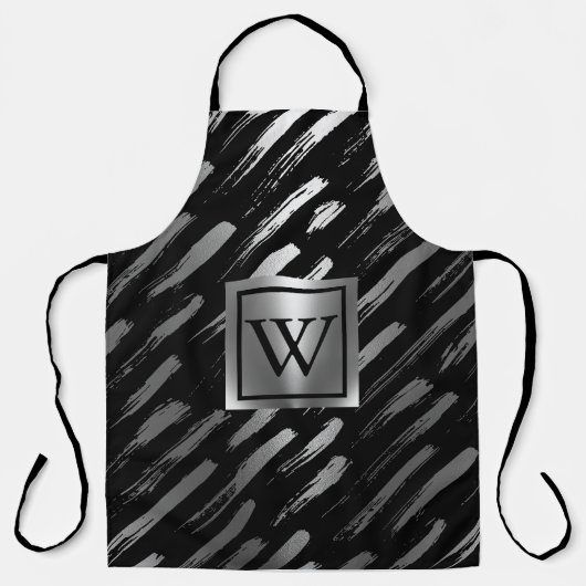 Tablier Abstrait métallique noir et argent (Recto)