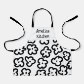 Tablier Abstrait moderne Floral noir et blanc (Recto)