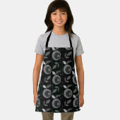 Tablier Abstrait monochrome pomme feuilles noir gris (Insitu)