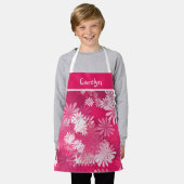 Tablier Abstrait rose et blanc floral, filles personnalisé (Porté)
