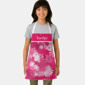 Tablier Abstrait rose et blanc floral, filles personnalisé (Insitu)