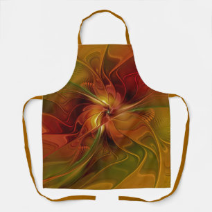 Tablier Abstrait Rouge Orange Brown Vert Fractal Art Flowe
