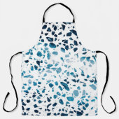Tablier Abstrait Terrazzo Mosaic Marine et Motif bleu clai (Recto)