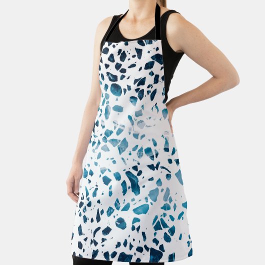 Tablier Abstrait Terrazzo Mosaic Marine et Motif bleu clai (Insitu)
