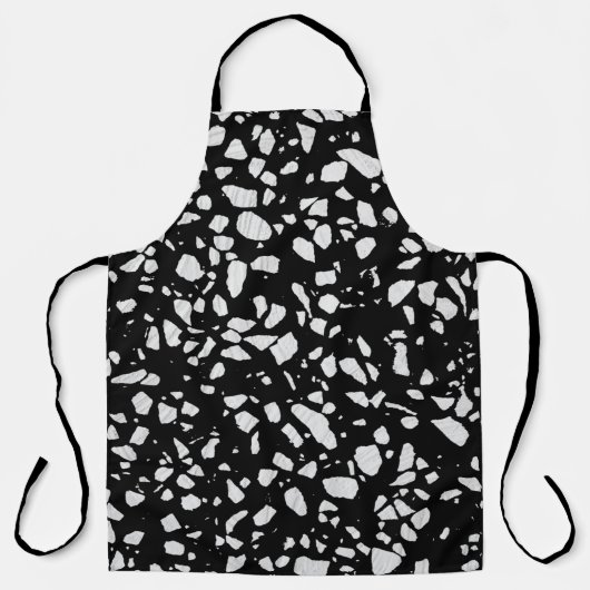 Tablier Abstrait Terrazzo Mosaic Motif noir et blanc (Recto)