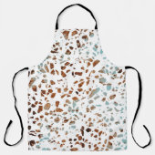 Tablier Abstrait Terrazzo Mosaic rouille Brown & Motif ble (Recto)