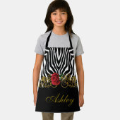 Tablier Abstraite Fleur Zèbre Rouge Noir Blanc Or (Insitu)