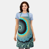 Tablier Abstraite spirale d'art fractal bleu turquoise ora (Porté)