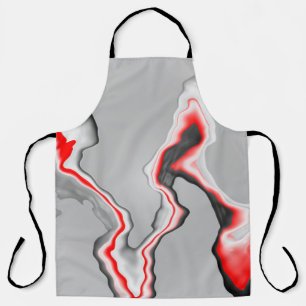Tablier Abstraite vague rouge noir et blanc, motif de zigz