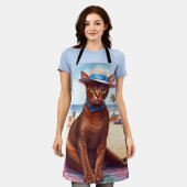 Tablier Abyssinian cat on Beach, cadeau d'été pour amoureu (Porté)