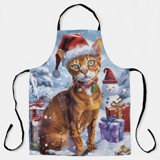 Tablier Abyssinian Chat Winter Wonderland Noël Joie (Recto)