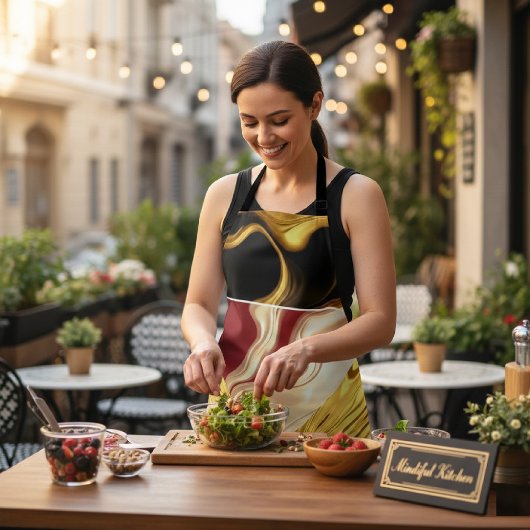 Tablier Achempong Designer Apron: Opulent Swirl Crimson Go