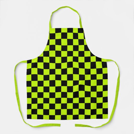 Tablier Acid green black checkerboard pattern (Recto)