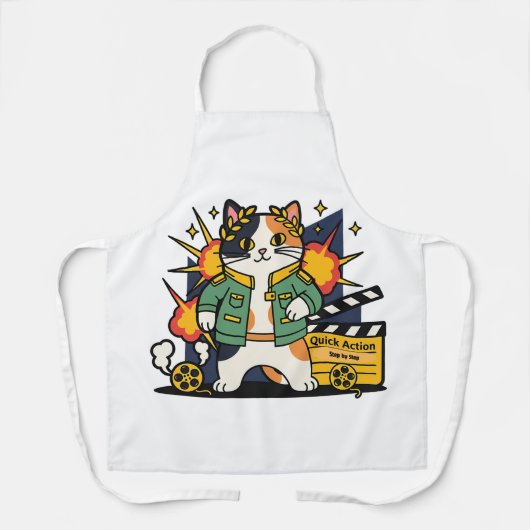 Tablier Action Cat Hero on Set - Apron (Recto)