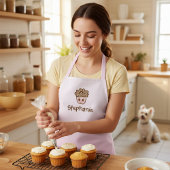 Tablier Adorable Kawaii Cupcake avec nom Pink Kitchen Apro