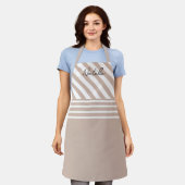 Tablier Adorable monogramme rayures rose blanc moderne jol (Porté)