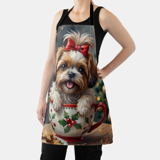 Tablier Adorable Shih Tzu Dog in Christmas Mug Cozy Art (Insitu)