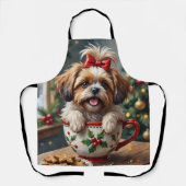 Tablier Adorable Shih Tzu Dog in Christmas Mug Cozy Art (Recto)