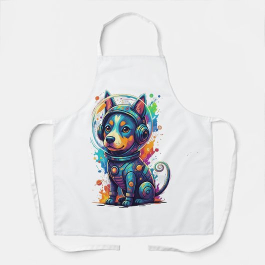 Tablier Adorable space pup in a retro astronaut suit (Recto)