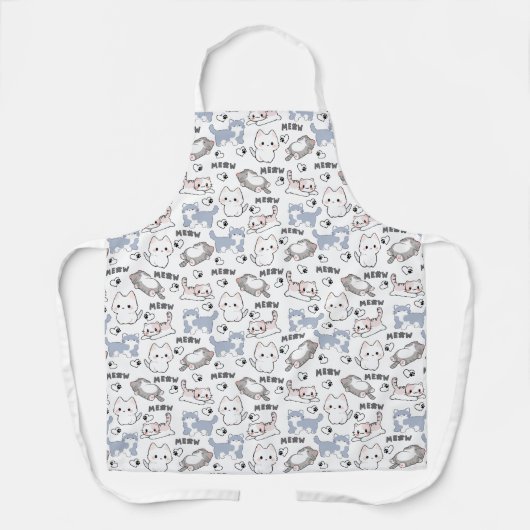 Tablier Adorables chatons dodus et cœurs Meow (Recto)