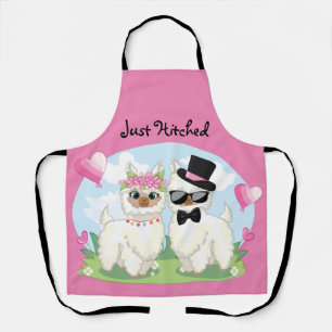 Tablier Adorables Llama Lote Llama Couple Rose