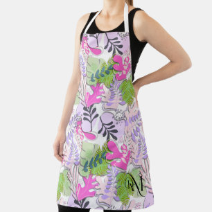 Tablier Adulte : Feuilles Abstraits (blanc)