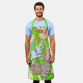 Tablier Adulte : Feuilles Abstraits (vert) (Porté)