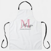 Tablier Aéron de nom personnel rose monogramme (Recto)